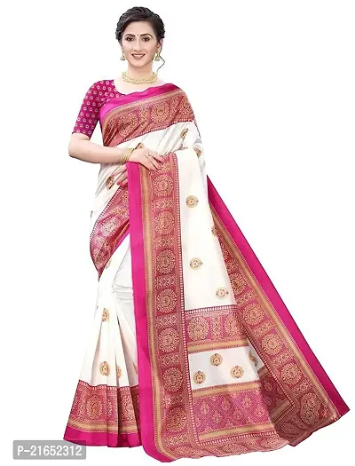 Spacekart Women's Art Silk Saree with Unstitched Blouse Piece.-thumb0