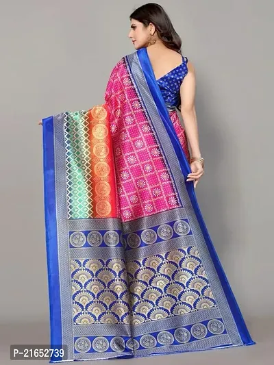 Spacekart Women's Printed Silk Saree with Unstitched Blouse Piece-thumb4