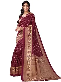 Spacekart Women's solid silk Saree with Unstitched Blouse Piece-thumb1