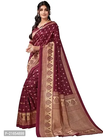 Spacekart Women's solid silk Saree with Unstitched Blouse Piece-thumb2