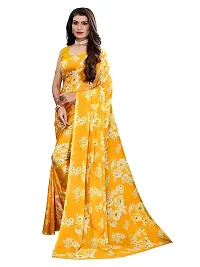 Spacekart Women's Floral yellow Georgette Saree with Unstitched Blouse Piece-thumb1