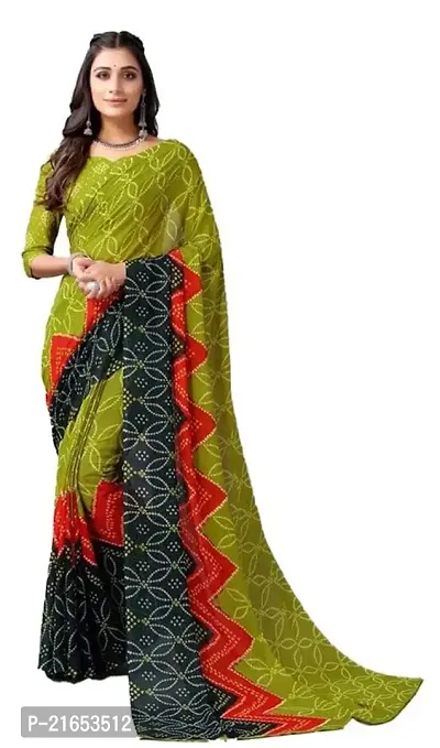 Spacekart Women's Bright Georgette Saree with Unstitched Blouse Piece-thumb0