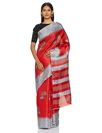 Spacekart Women?s Khadi Silk Saree With Unstitched Blouse Piece (Red) (Design 1)-thumb3