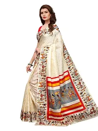 Spacekart Women?s Khadi Silk Saree With Unstitched Blouse Piece (Off-White) (Design 6)-thumb2