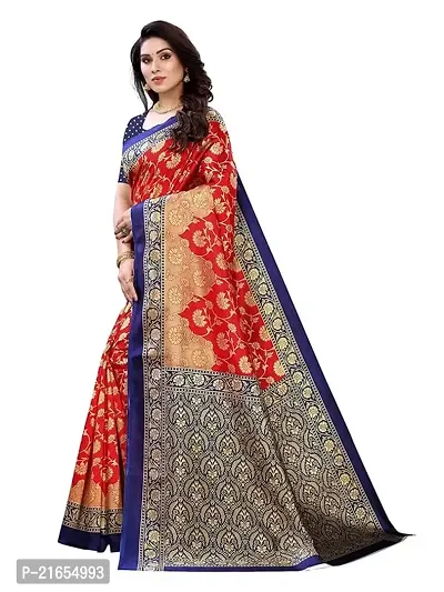 Spacekart Printed Silk Saree with Unstitched Blouse-thumb2