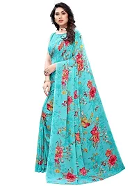 Spacekart Women's Blue Floral Georgette Saree with Unstitched Blouse Piece-thumb1