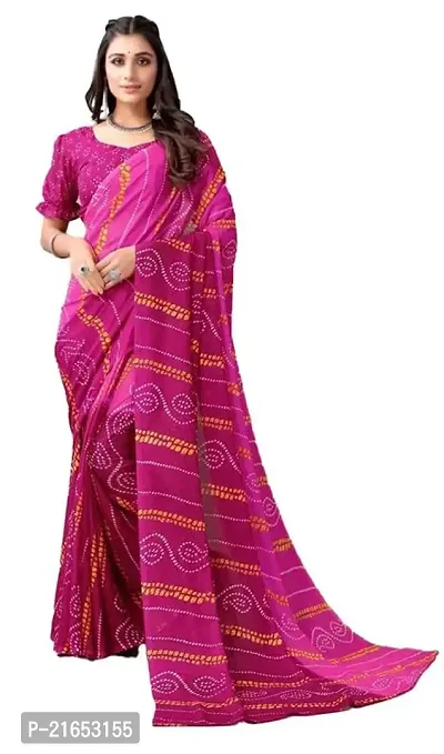 Spacekart Women's Printed Georgette Saree with Unstitched Blouse Piece