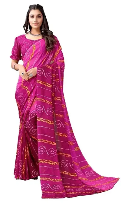 Spacekart Women's Georgette Saree with Unstitched Blouse Piece