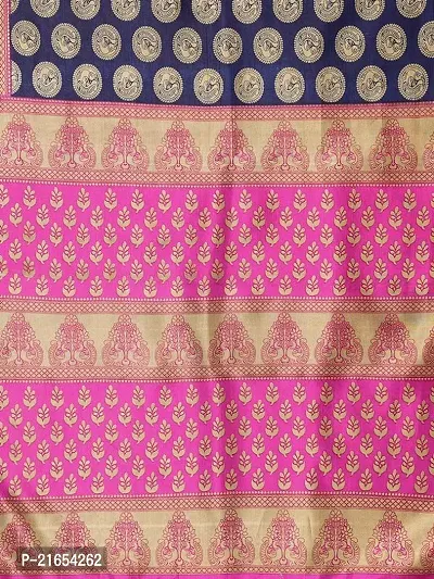 Spacekart women's Litchi silk Saree with Unstitched Blouse Piece-thumb5