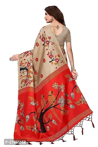 Spacekart Women?s Khadi Silk Saree With Unstitched Blouse Piece (Red) (Design 3)-thumb2