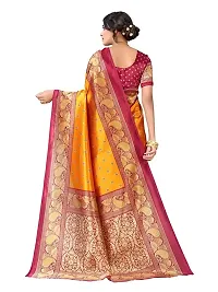 Spacekart women's Litchi silk Saree with Unstitched Blouse Piece-thumb2