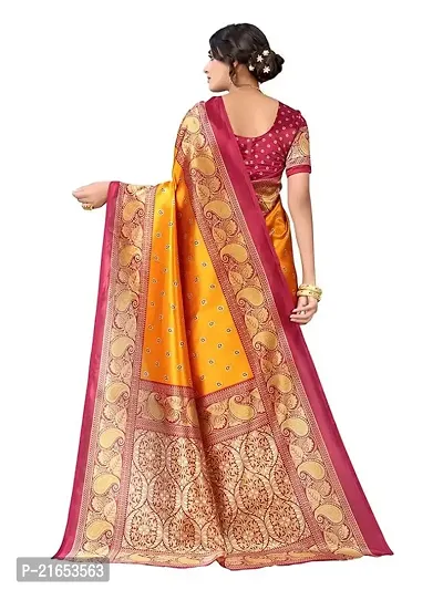 Spacekart women's Litchi silk Saree with Unstitched Blouse Piece-thumb3