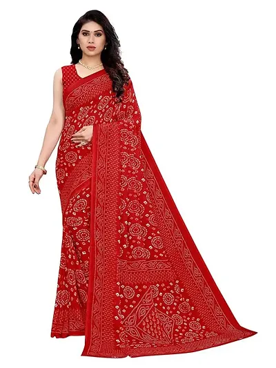 Spacekart Women's Bright Georgette Saree with Unstitched Blouse Piece