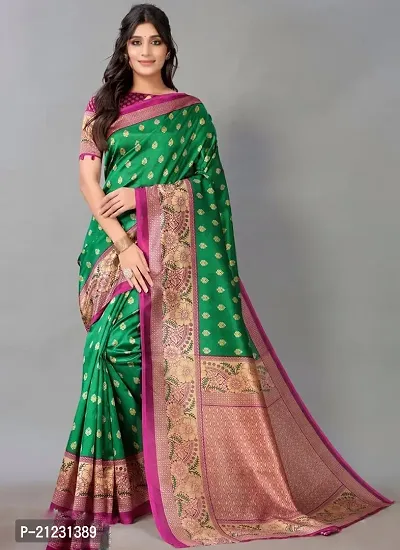 Fancy Silk Blend Saree with Blouse Piece for Women-thumb0