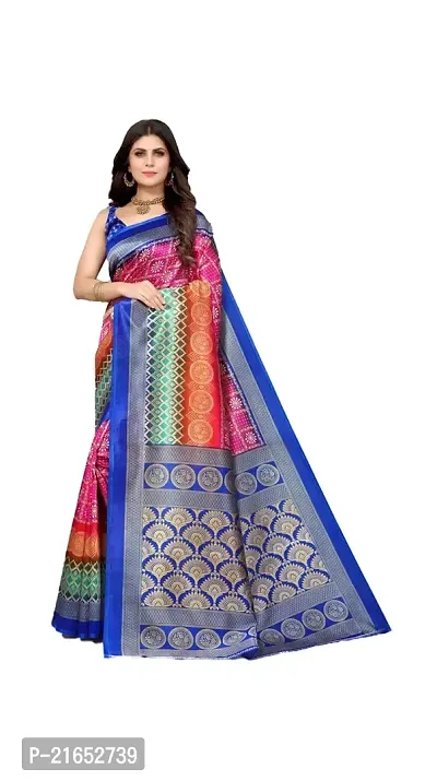 Spacekart Women's Printed Silk Saree with Unstitched Blouse Piece