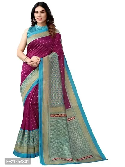 Spacekart Women's Elegant Silk Saree with Blouse Piece.-thumb0