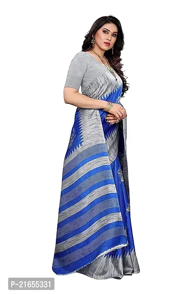 Spacekart Women?s Khadi Silk Saree With Unstitched Blouse Piece (Royal Blue) (Design 1)-thumb4