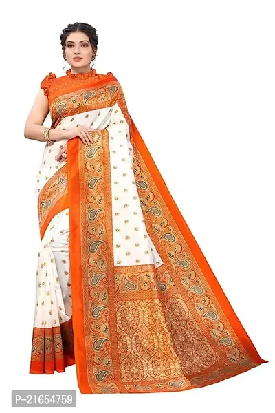 Spacekart Women's new print Silk Saree with Unstitched Blouse Piece-thumb0