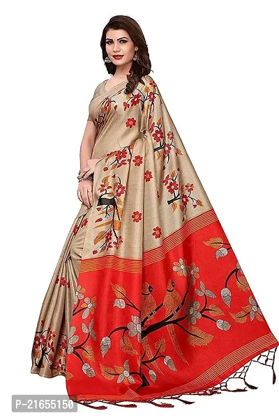 Spacekart Women?s Khadi Silk Saree With Unstitched Blouse Piece (Red) (Design 3)-thumb4