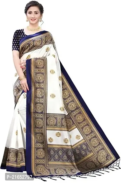 Spacekart Women's Kanjivaram style Art Silk Saree with Unstitched Blouse Piece-thumb0