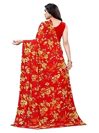 Spacekart Women's floral red Georgette Saree with Unstitched Blouse Piece-thumb2