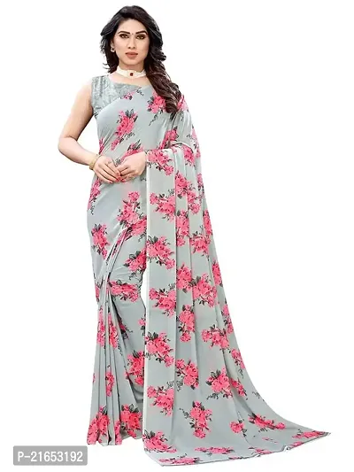 Spacekart Women's Ethnic Georgette Saree with Unstitched Blouse Piece-thumb0