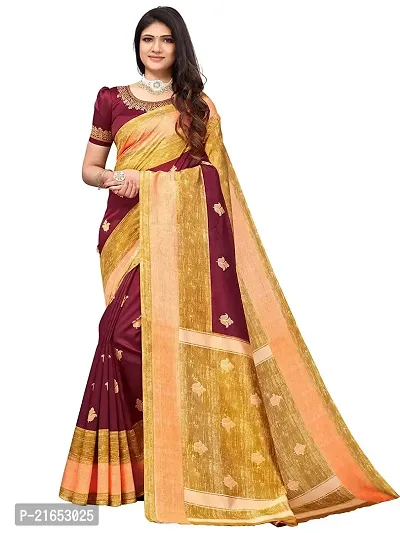 Spacekart Women's Beautiful Art Silk Saree with Unstitched Blouse Piece-thumb0