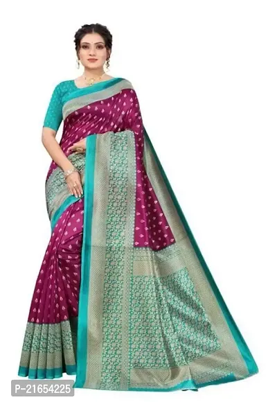 Spacekart Women's Silk Saree with Unstitched Blouse Piece-thumb0