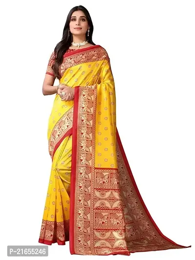 Spacekart Women's Saree and Unstitched Blouse Piece-thumb0