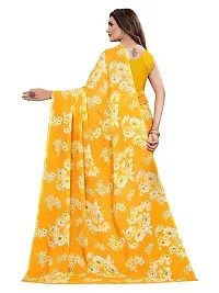 Spacekart Women's Floral yellow Georgette Saree with Unstitched Blouse Piece-thumb2