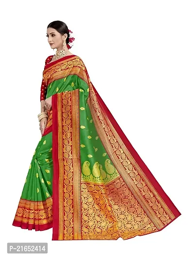 Spacekart Women's Beautiful Art Silk Saree with Unstitched Blouse Piece-thumb2