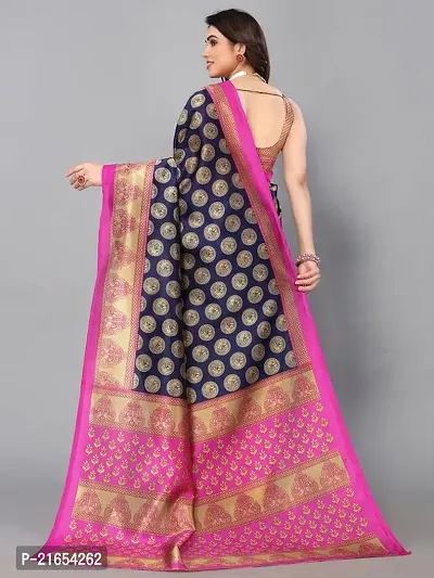 Spacekart women's Litchi silk Saree with Unstitched Blouse Piece-thumb3