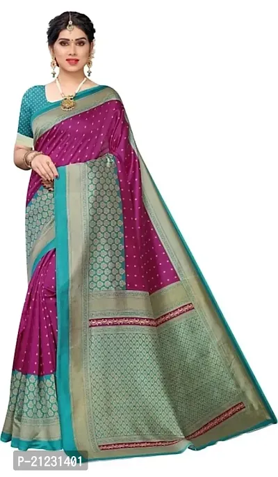 Fancy Silk Blend Saree with Blouse Piece for Women-thumb0