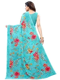 Spacekart Women's Blue Floral Georgette Saree with Unstitched Blouse Piece-thumb2