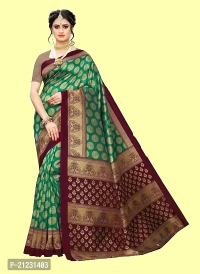 Fancy Silk Blend Saree with Blouse Piece for Women-thumb0