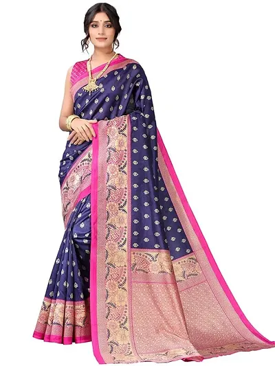 Spacekart Women's premium Silk Saree with Unstitched Blouse Piece