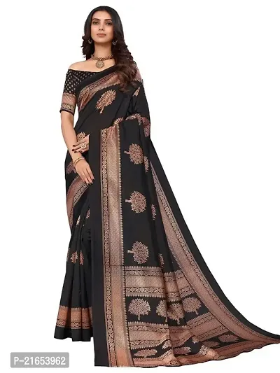 Spacekart - Women's and Girls Silk Saree with Unstitched Blouse Piece-thumb0