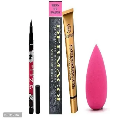 EWY MAKE UP COVER FOUNDATION  WITH SKETCH EYELINER  MAKE UP SPONG PACK OF 3-thumb0