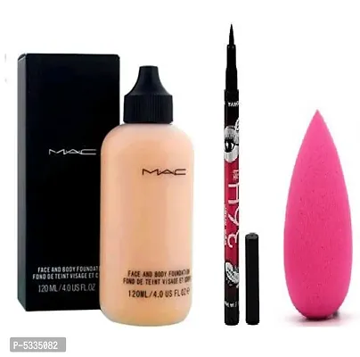 EWY MAKE UP FOUNDATION WITH EYE LINER WITH BLENDER COMBO PAK OF 3