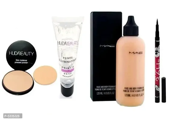 EWY MAKE UP  FOUNDATION WITH PRIMER WITH  FACE POWDER WITH EYE LINER PACK OF 4