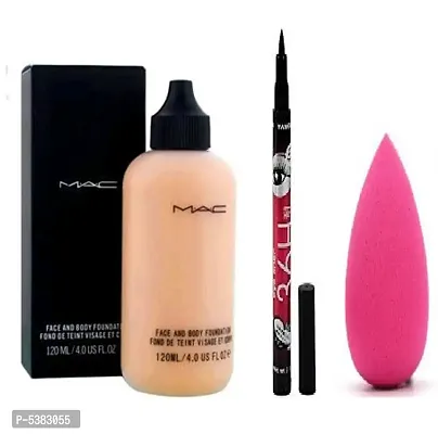 EWY MAKE UP  FOUNDATION WITH  SKETCH EYELINER   WITH MAKE UP  SPONG  PACK 3