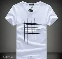 Vk Ent Half Sleeve Casual Printed Grid Line Unisex Boy's/Girl's/Men's/Women's Regular Fit T-Shirt (Large)-thumb2