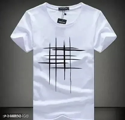 Vk Ent Half Sleeve Casual Printed Grid Line Unisex Boy's/Girl's/Men's/Women's Regular Fit T-Shirt (Large)-thumb3