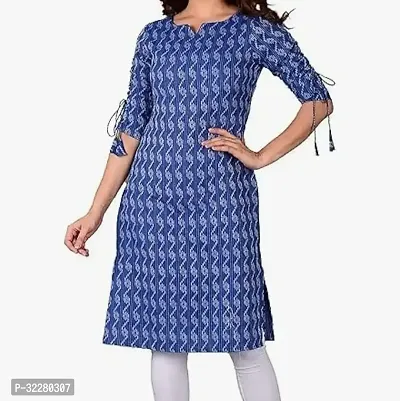 Trendy Blue Printed Cotton Blend Kurta For Women-thumb0