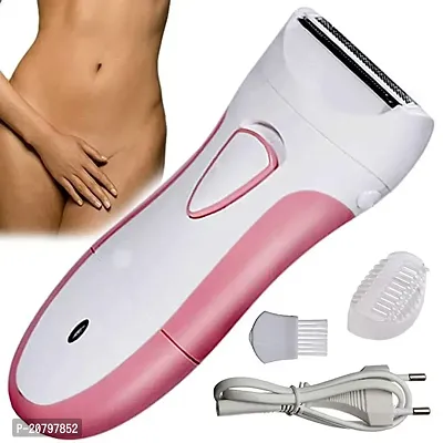Geemy Womens Rechargeable Double Razor Shaver for Under Arms, Bikini Line, Hands and Legs (White Pink Colour)-thumb0