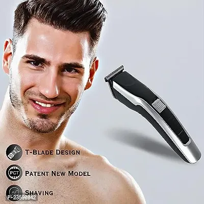 HTC-Rechargeable Hair Beard Trimmer for Men T Shape Precision Stainless Steel Sharp Blade Beard Shaver (538)-thumb3