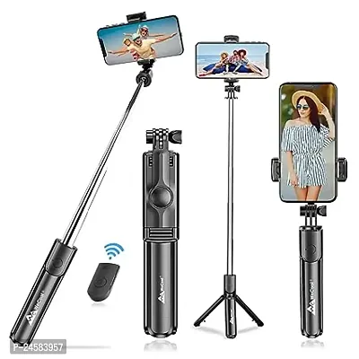 Deep**Extendable Bluetooth-Enabled Selfie Stick/Tripod with Wireless Remote, 3 Light Tones, 6 Colour Modes, Useful for Selfies, Makeup, Vlogging and Portrait Shots-thumb0