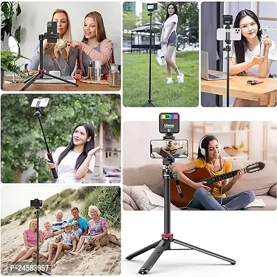 Deep**Extendable Bluetooth-Enabled Selfie Stick/Tripod with Wireless Remote, 3 Light Tones, 6 Colour Modes, Useful for Selfies, Makeup, Vlogging and Portrait Shots-thumb4