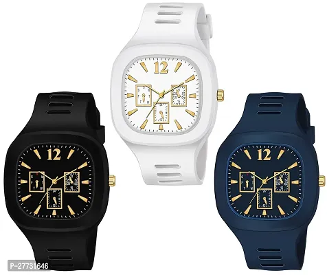 Classy Analog Watches for Unisex, Pack of 3