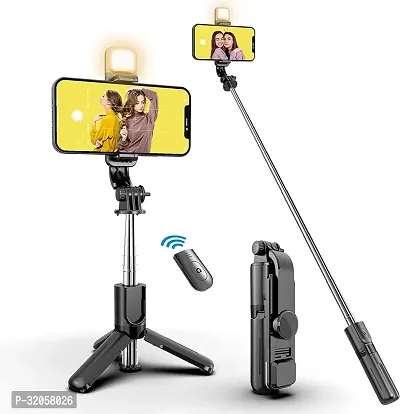 Selfie Stick with LED Fill Light, Phone Tripod Stand with Detachable Bluetooth Wireless Remote